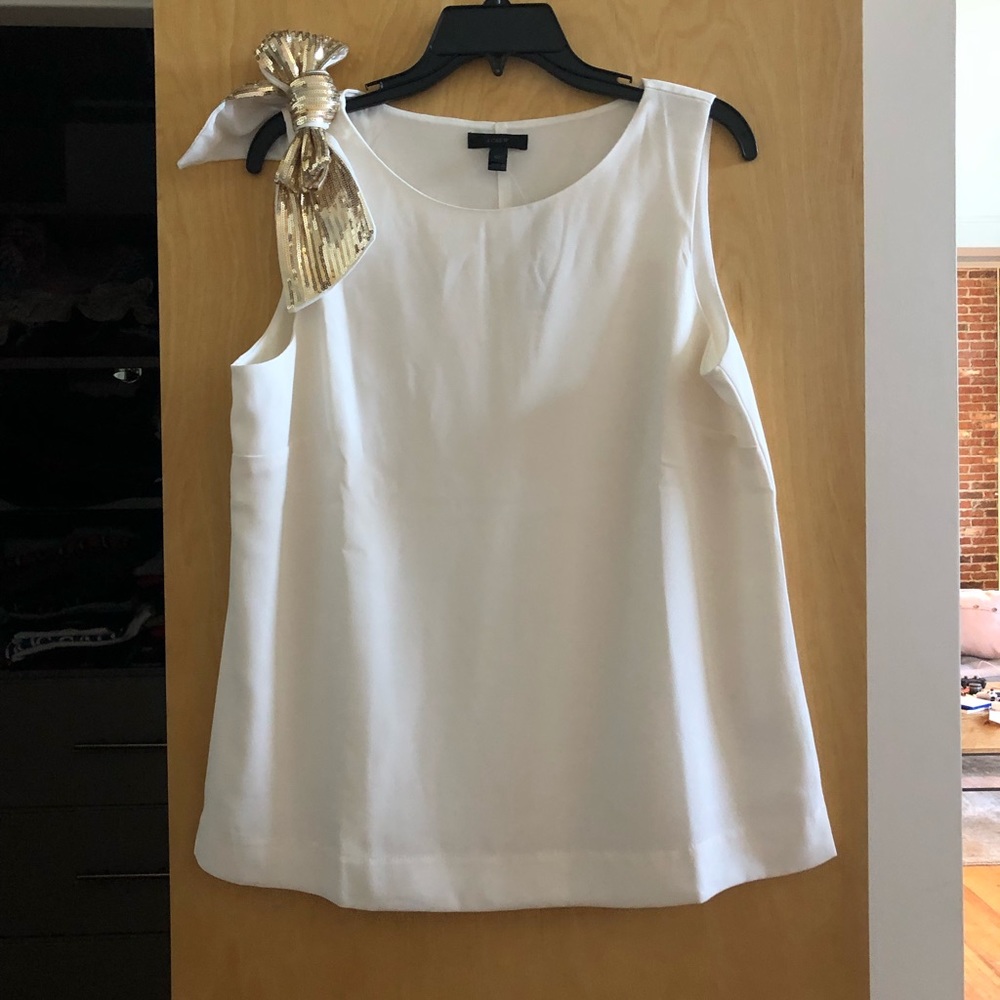 Jcrew Blouse with sequin gold bow